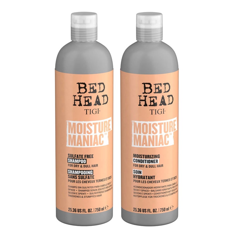 TIGI Bed Head Sulfate Free Shampoo and Conditioner Set for Dry Hair, Moisture Maniac Hair Care with Argan Oil, 25.36 fl oz, 2 Pack - Image 2