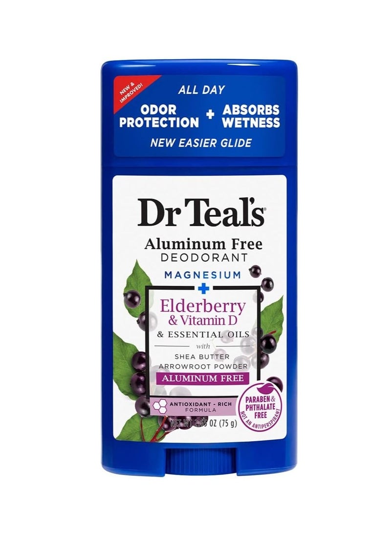 Dr Teal's Aluminum Free Deodorant Elderberry & Vitamin D 75G - Image 1
