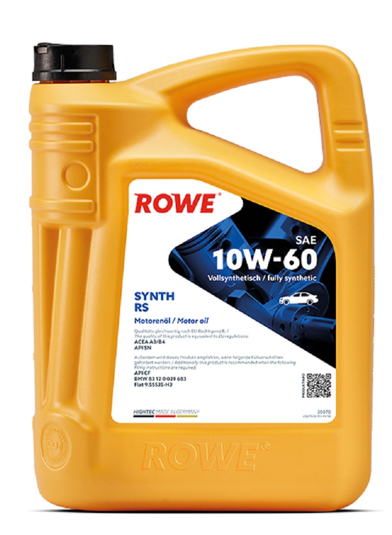 ROWE HIGHTEC FULLY SYNTHETIC RS SAE 10W-60 -5 Ltr : High-performance engine oil (Germany)  - Image 1