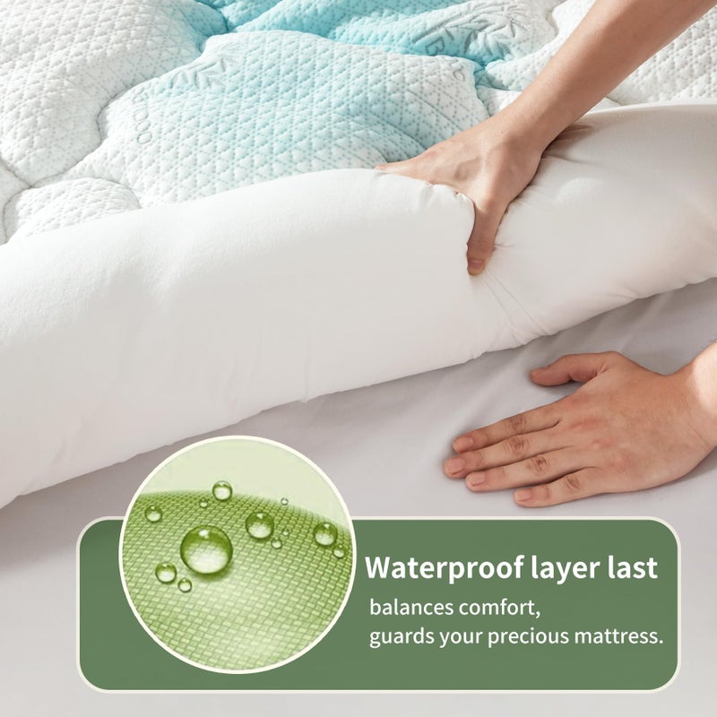 Secgo Premium 100% Waterproof Queen Mattress Topper, Breathable Mattress Pad, Rayon from Bambo Bed Protector, Deep Pocket Sheet Cover 8"-21" - Image 2