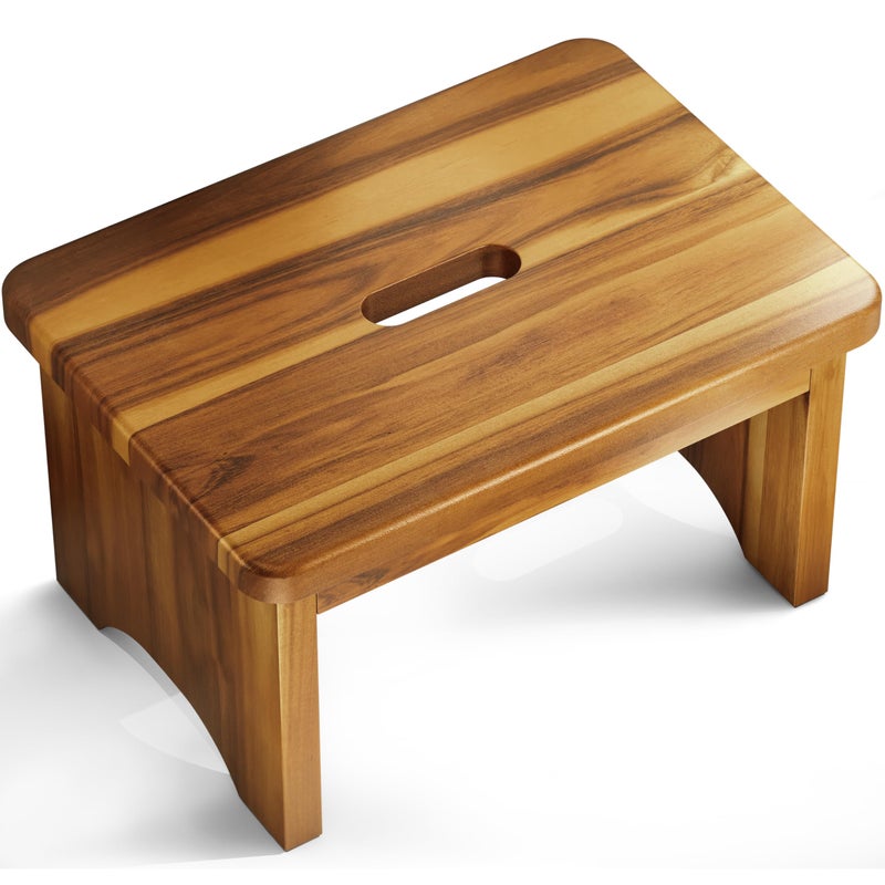 FANATU Wooden Step Stool 9 One Step Stool for Adults Wooden Beside Step with 550 Lbs Load Capacity Heavy DutyPortableNonslipDurable Construction Safe Step for BedroomKitchen