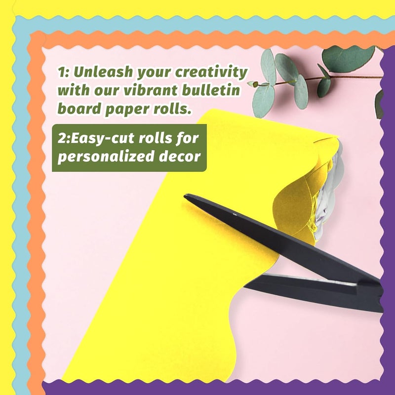 DASTTUIS 8 Rolls 262.4 Ft Bright Bulletin Board Borders Set - Decorations for Office, School Classroom Decor, Teachers & Home DIY - Posters & Birthday Parties - Board Trim （Vivacity Color） - Image 3