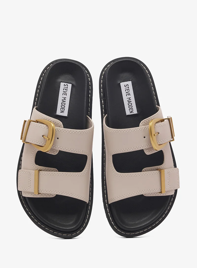 Steve Madden BEIGE ARCH Buckled double strap Sandals for Women | Best Price UAE