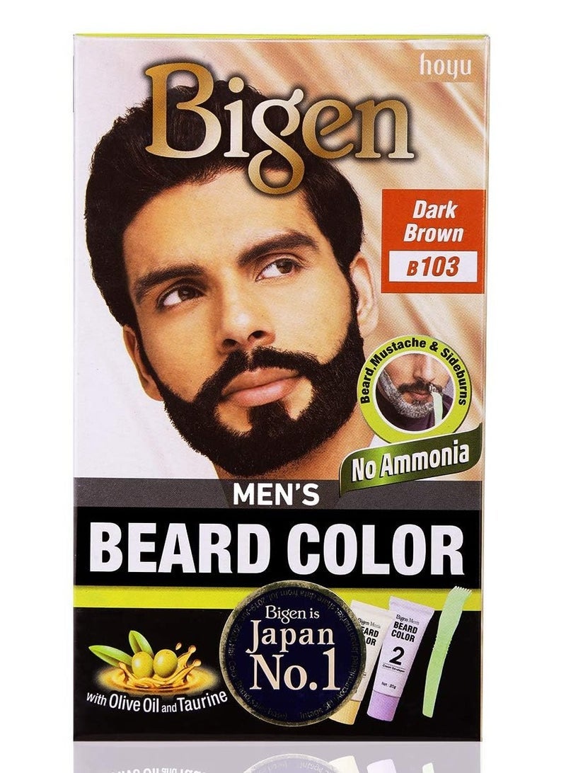 Bigen لون لحية الرجال | تركيبة خالية من الأمونيا مع مستخلص الألوة فيرا وزيت الزيتون - 103 بني داكن - Image 1