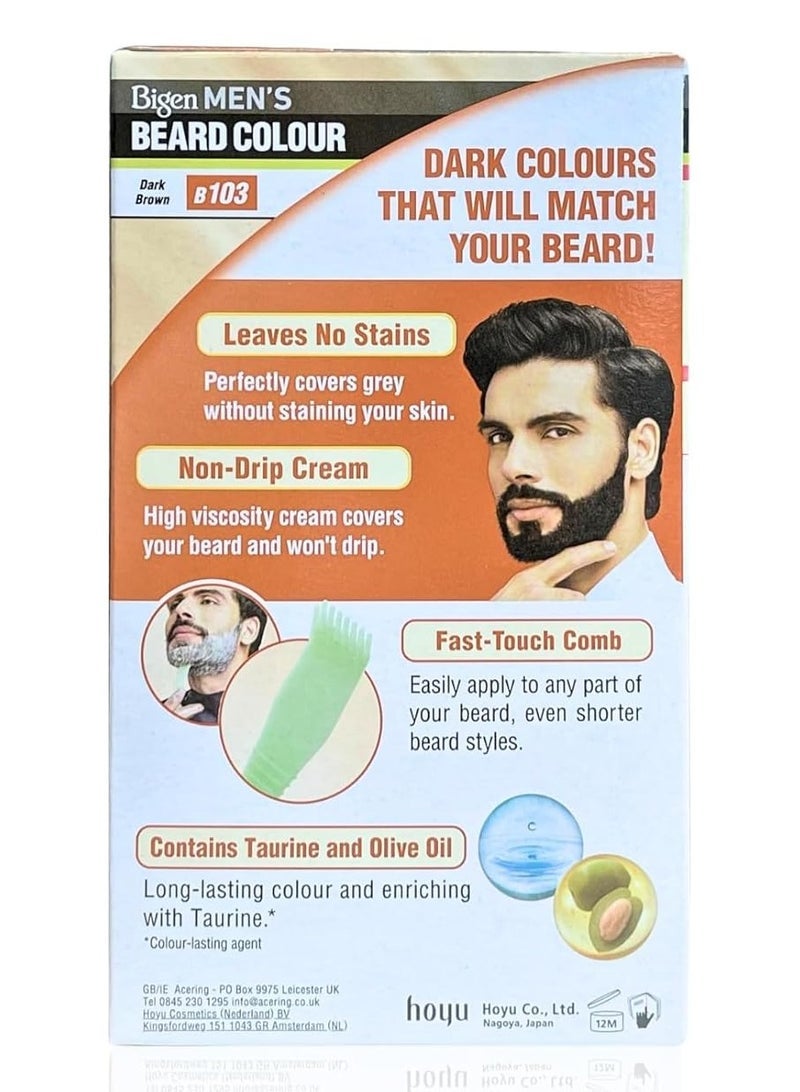 Bigen لون لحية الرجال | تركيبة خالية من الأمونيا مع مستخلص الألوة فيرا وزيت الزيتون - 103 بني داكن - Image 2