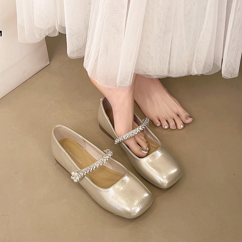 WU Women's White Square Toe Mary Jane Shoes - Light Upper, Low Heel, Comfortable, Versatile for Dresses - Image 4