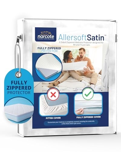 AllerSoft RV 6 Sided Zippered Mattress Protector with Secure Locking Zipper for 72x80 RV King Creates a Natural Seal Around Your Mattress from Dust Pet Dander Pollen Liquids  More OekoTex Certified 