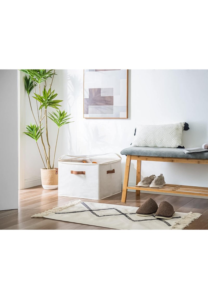 KASTWAVE منظم أحذية 1-pack لخزانة الملابس، صندوق أحذية كبير للتخزين، صناديق تخزين أحذية قماش مع غطاء شفاف، فواصل قابلة للتعديل لتخزين الأحذية، تصلح لـ 16 زوج، بيج - Image 5