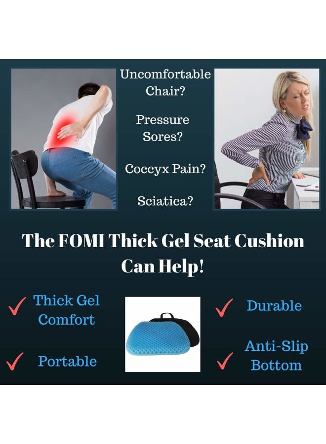 FOMI Thick Premium All Gel Orthopedic Seat Cushion | (16.5" x 18") | Large Comfortable Pad for Car, Office Chair, Wheelchair, or Home | Pressure Sore Relief, Prevents Sweaty Bottom | Portable - Image 4