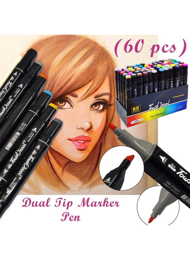 فنبلاست أقلام تلوين فن بلاست ثنائية الطرف - أقلام تلوين ثنائية الطرف للفنانين، مجموعة أقلام رسم كحولية، أقلام تلوين للأطفال، أقلام تلوين للسبورة البيضاء (60 قطعة) - Image 5