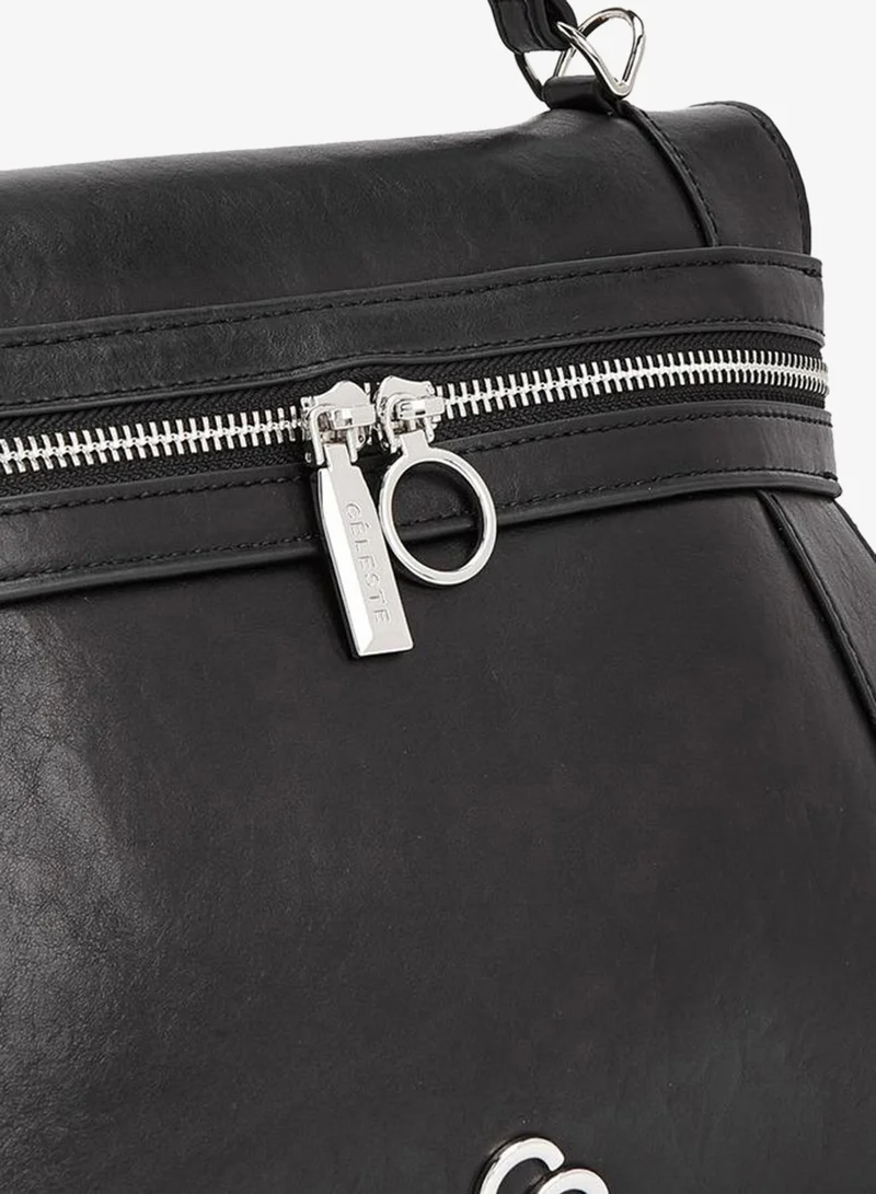 Celeste BLACK Solid Tote Bag With Detachable Strap for Women | Best Price UAE