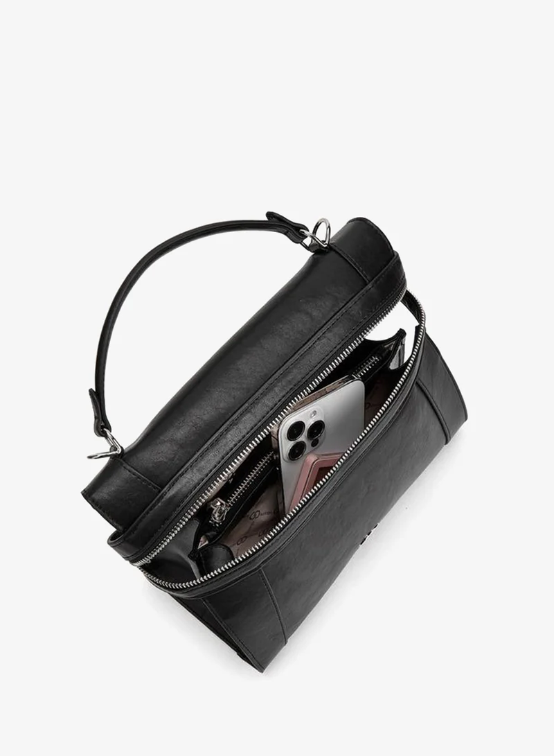 Celeste BLACK Solid Tote Bag With Detachable Strap for Women | Best Price UAE