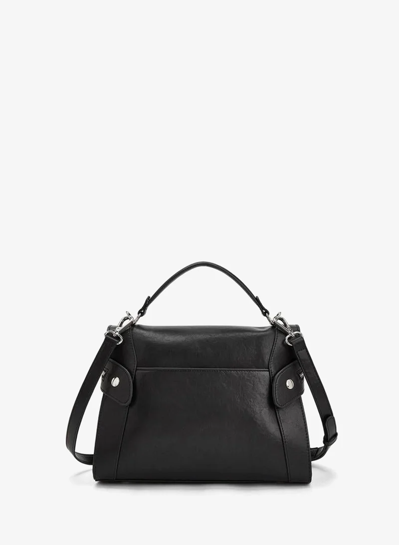 Celeste BLACK Solid Tote Bag With Detachable Strap for Women | Best Price UAE