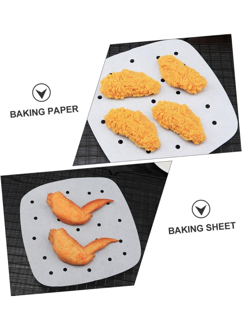 100-Pack Square Air Fryer Disposable Paper Liners 23cm Perforated Heat Resistant Non-Stick Parchment Paper for Easy Cleaning and Food Release White - Image 4