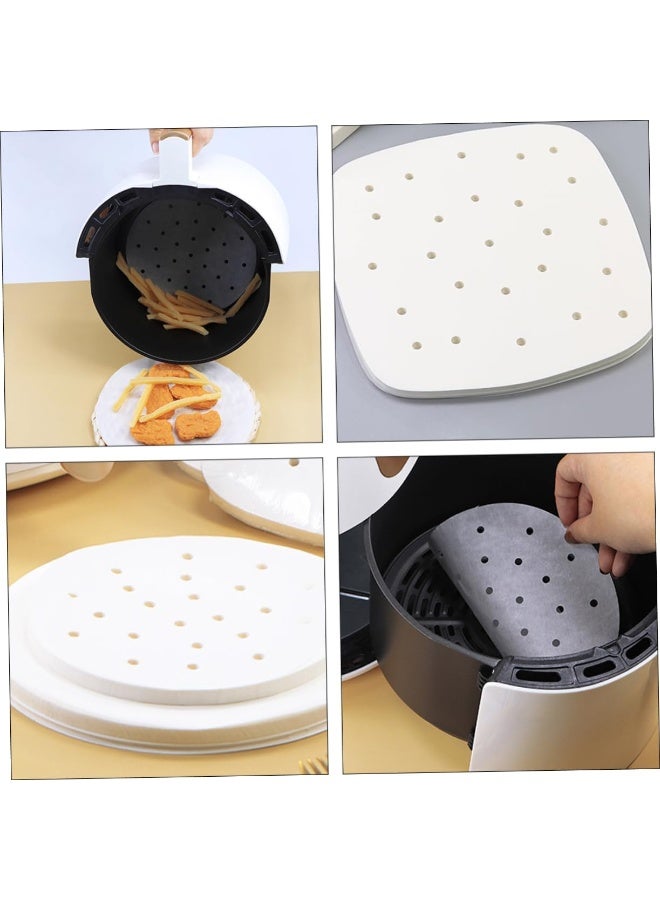 100-Pack Square Air Fryer Disposable Paper Liners 23cm Perforated Heat Resistant Non-Stick Parchment Paper for Easy Cleaning and Food Release White - Image 2