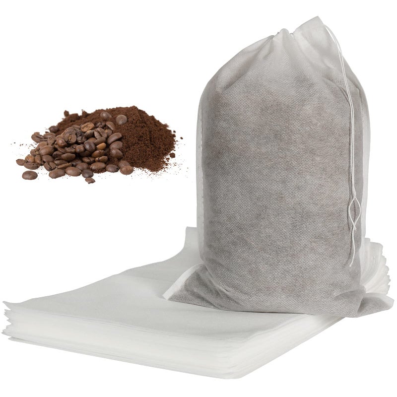 50pcs No Mess Large Cold Brew Bags 8x12 inch Disposable Coffee Filter Bag Fine Mesh Hops Brewing Drawstring Pouches for Iced Coffee