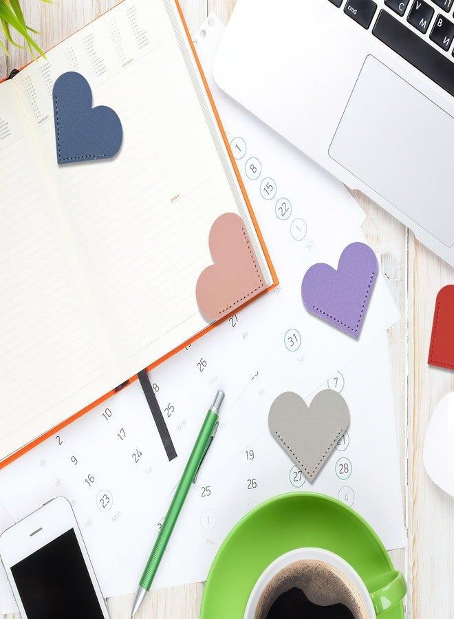 Binxus 22 Pcs Leather Heart Bookmark Corner Page Bookmark Clips Cute Page Clips Book Accessories for Reading Lover Gifts School Home Office Supplies (Colorful) - Image 4