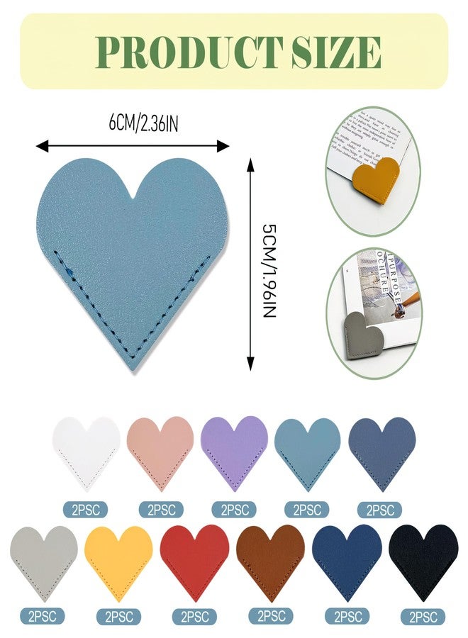 Binxus 22 Pcs Leather Heart Bookmark Corner Page Bookmark Clips Cute Page Clips Book Accessories for Reading Lover Gifts School Home Office Supplies (Colorful) - Image 2