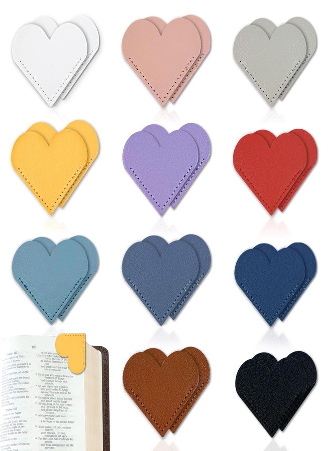 Binxus 22 Pcs Leather Heart Bookmark Corner Page Bookmark Clips Cute Page Clips Book Accessories for Reading Lover Gifts School Home Office Supplies (Colorful) - Image 1