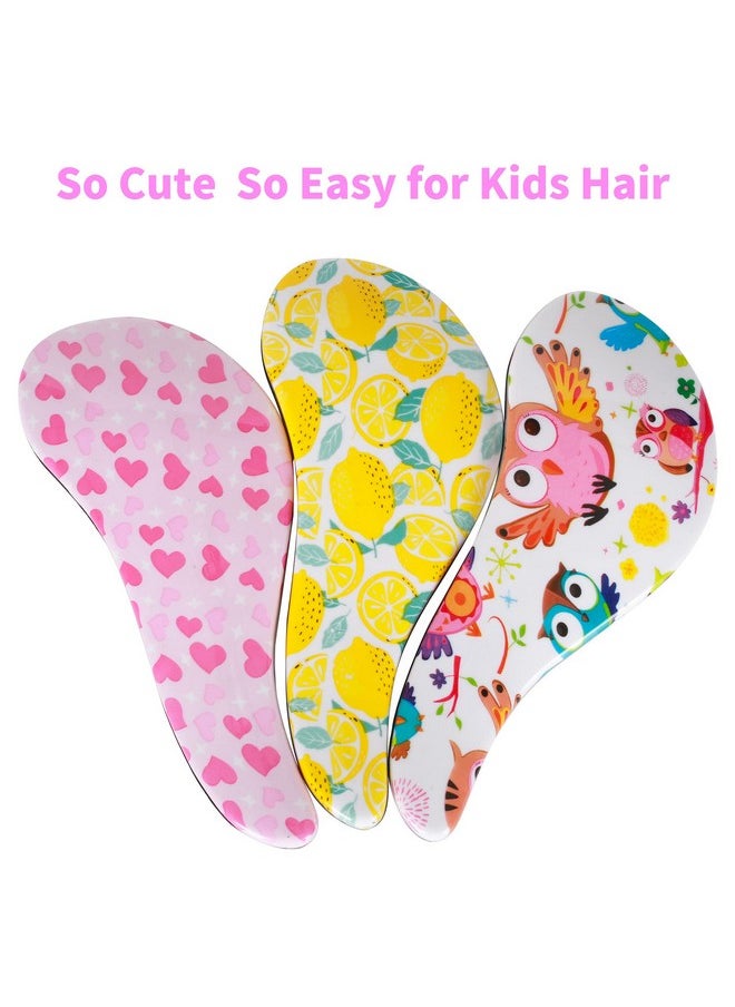79STYLE 3Pcs Tangle Free Hair Brush For Kids Detangling Brush No Tangle Detangler Hairbrush No Pull Hair Brush For Toddlers Girls Kids Brush Combs For Curly Hair (Size 7.4 Inch Brush Lemon)  - Image 3