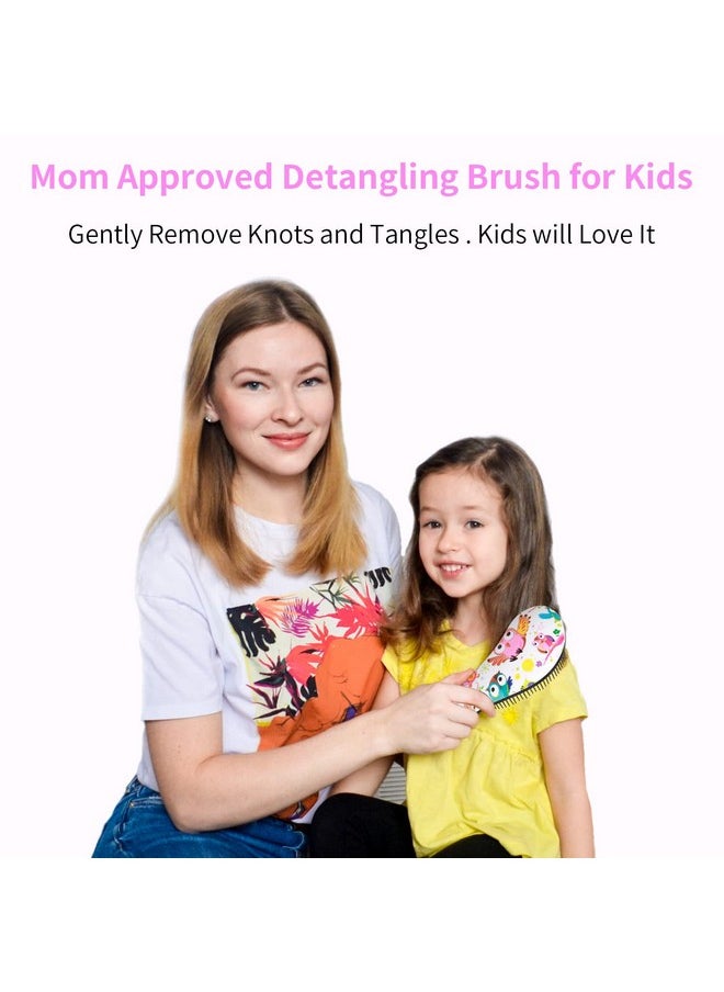 79STYLE 3Pcs Tangle Free Hair Brush For Kids Detangling Brush No Tangle Detangler Hairbrush No Pull Hair Brush For Toddlers Girls Kids Brush Combs For Curly Hair (Size 7.4 Inch Brush Lemon)  - Image 4
