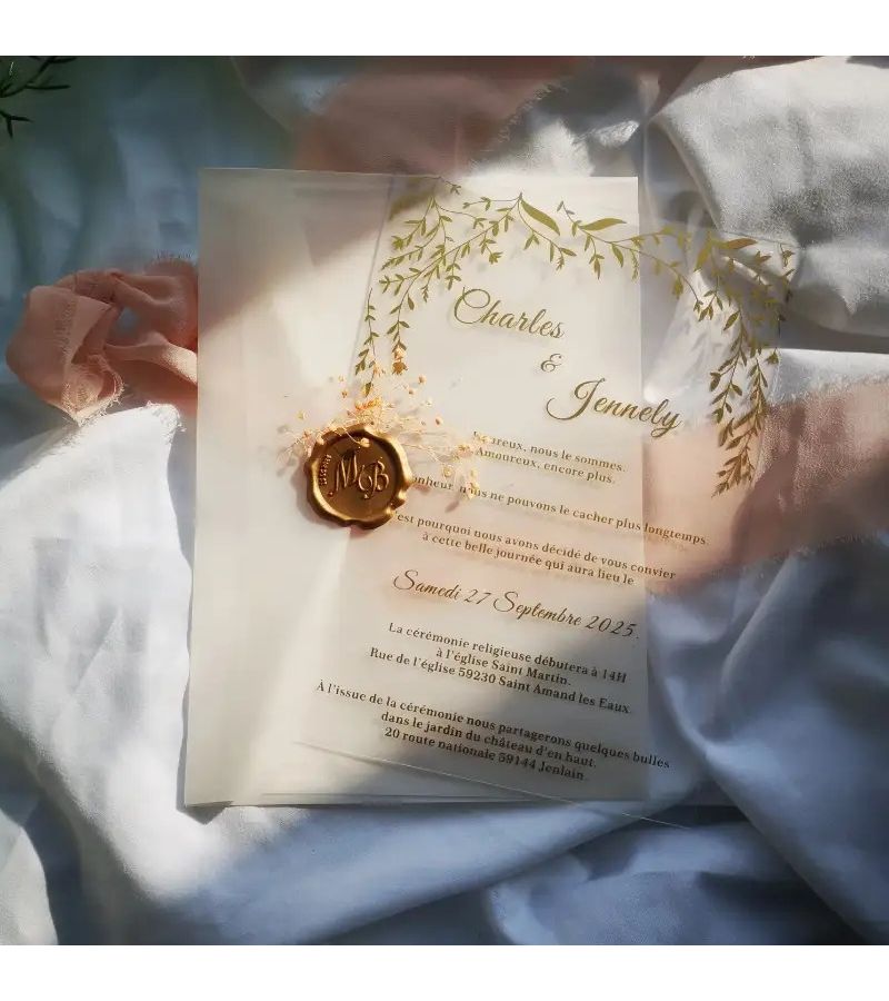 Custom Acrylic Wedding Invitation 10 Pcs 7x5 Inch Design Personalized - Image 1
