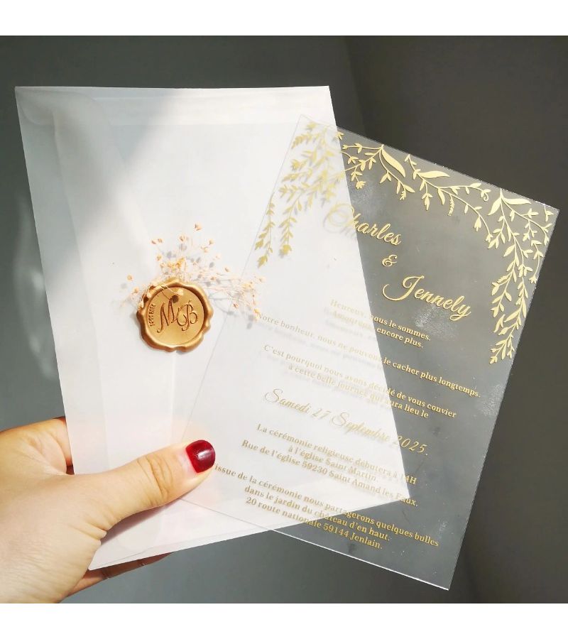 Custom Acrylic Wedding Invitation 10 Pcs 7x5 Inch Design Personalized - Image 2