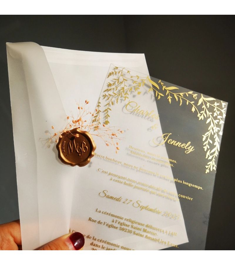 Custom Acrylic Wedding Invitation 10 Pcs 7x5 Inch Design Personalized - Image 4
