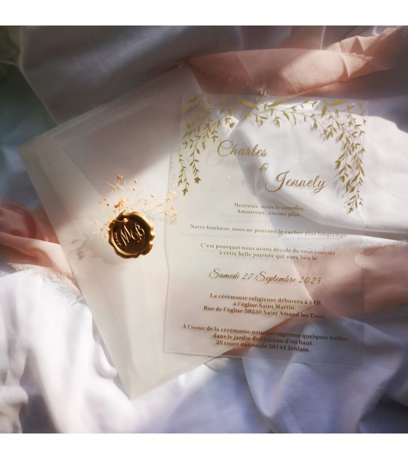Custom Acrylic Wedding Invitation 10 Pcs 7x5 Inch Design Personalized - Image 3