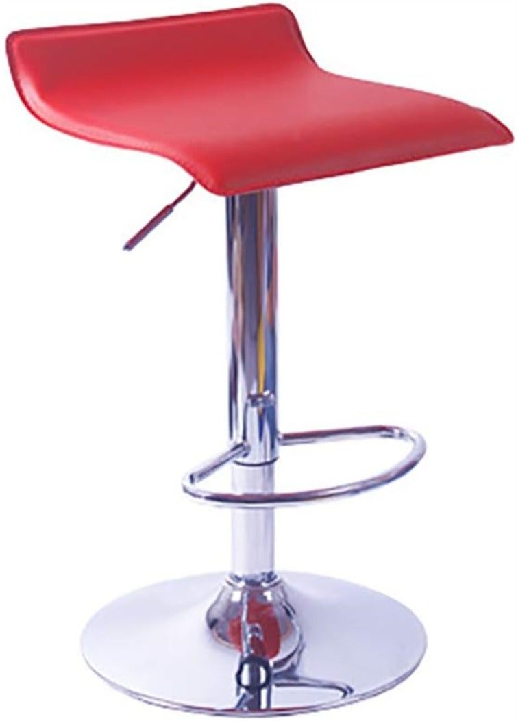 Generic Adjustable Bar Chair Swivel Bar Stool with Footrest for Kitchen Bar Counter Red  - Image 1