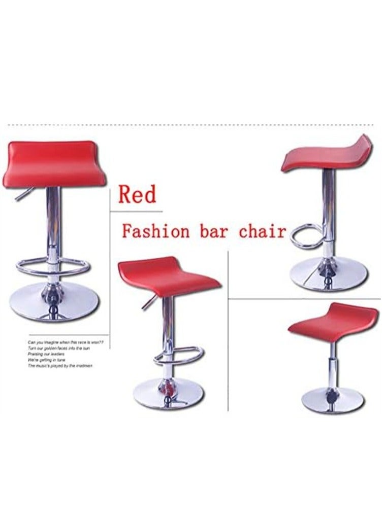 Generic Adjustable Bar Chair Swivel Bar Stool with Footrest for Kitchen Bar Counter Red  - Image 2