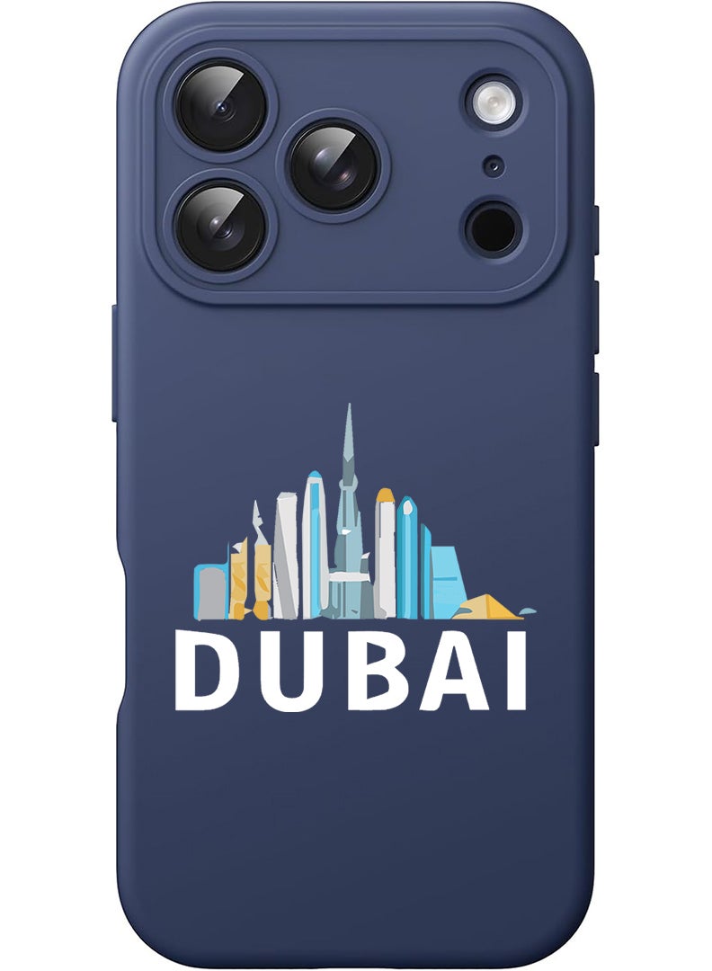 Theodor Protective Slim Fit Case Liquid Silicone Cover with Full Body Protection Anti-Scratch Shockproof Case For Apple iPhone 17 Pro (Blue) Dubai - White - Image 1