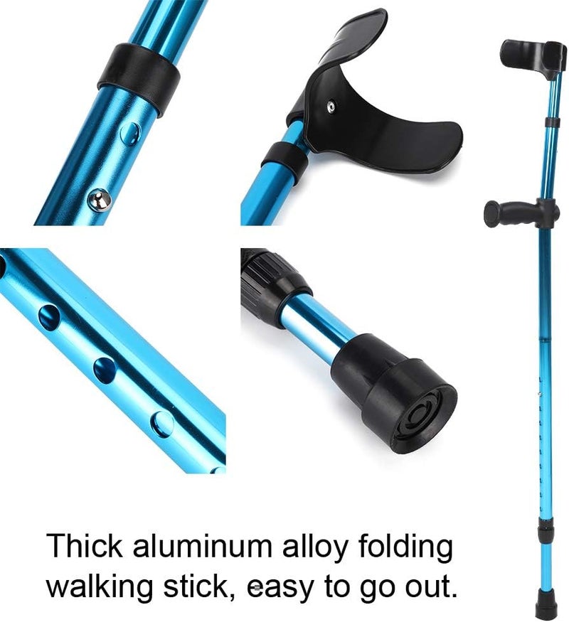 كلاراكو عصا مشي محمولة قابلة للطي، عكاز تلسكوبي قابل للتعديل تحت الإبط لكبار السن والمعاقين، عكاز ذراع مريح وخفيف الوزن قابل للتعديل - Image 5