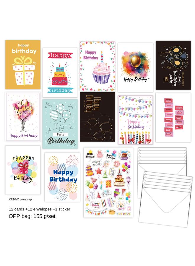 Bluejw Birthday Card Birthday Card Handwritten Ins With Envelope Folded DIY Happy Birthday Greeting Card - Image 1