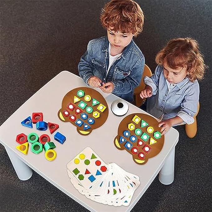SHAPE MATCHING GAME WITH CARD, COGNITIVE GEOMETRY COLOR MATCHING GAME,SHAPE MATCHING GAME,COLOR SENSORY EDUCATIONAL TOY FOR KIDS AGES 3 4 5 6 8 YEARS OLD - Image 5