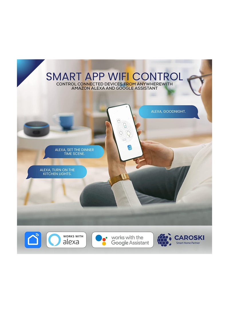 CAROSKI - Power Extension Cord 4AC Outlets - Smart Power Strip Wifi Extension Plug with 4 USB Ports Surge Protector - Charging Socket with 6 ft long Extension Cord - Image 1