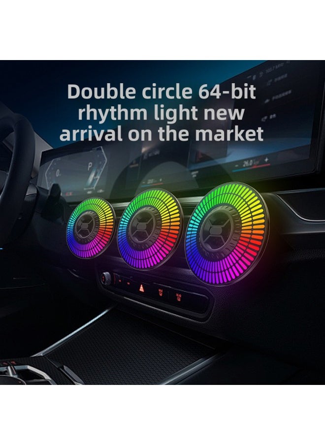 Generic - Source RGB Voice-activated Music Rhythm Light 64-bit Pickup Light Car Led Car Spectrum Display Car Interior Light-Light Color:Round 64-bit Charging Model With Magnetic Suction - Image 1