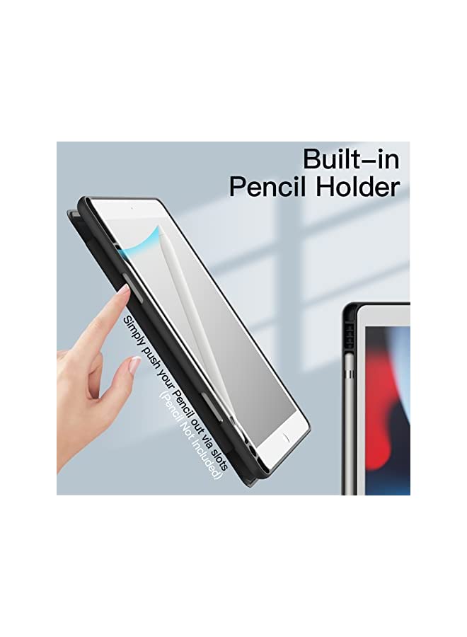Jetech Case for iPad 10.2-Inch (9th/8th/7th Generation, 2021/2020/2019) with Pencil Holder, Clear Transparent Back Shell Slim Stand Shockproof Tablet Cover, Auto Wake/Sleep (Black) - Image 4