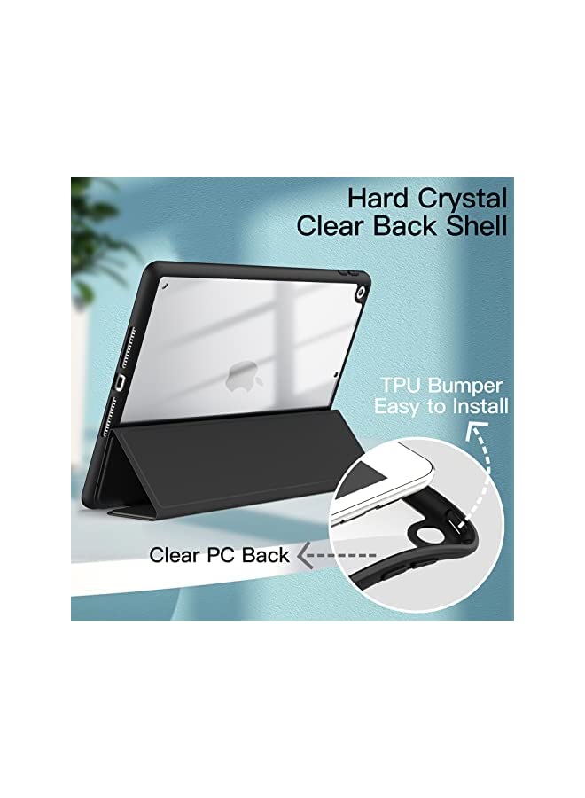 Jetech Case for iPad 10.2-Inch (9th/8th/7th Generation, 2021/2020/2019) with Pencil Holder, Clear Transparent Back Shell Slim Stand Shockproof Tablet Cover, Auto Wake/Sleep (Black) - Image 2