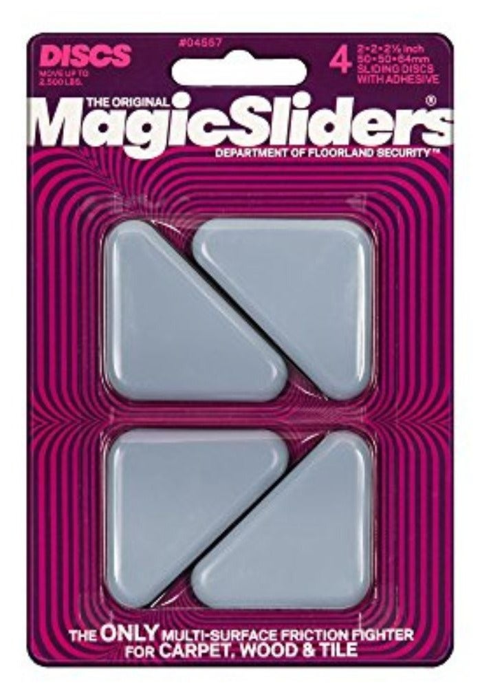 MAGIC SLIDERS 04557-Sliding Discs, Protection for your Furniture, Tiles, Vinyl Floors (4pc)(Gray) - Image 1