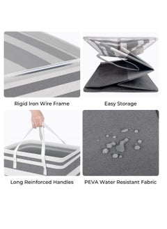 AIWANTO 2 Pcs Laundry Basket Hamper Large Collapsible Laundry Bag with Easy Carry Handles Freestanding Clothes Hampers for Laundry Bedroom, Dorm, Clothes, Towels, 75L, Clover Grey (40*30*60)cm  - Image 4