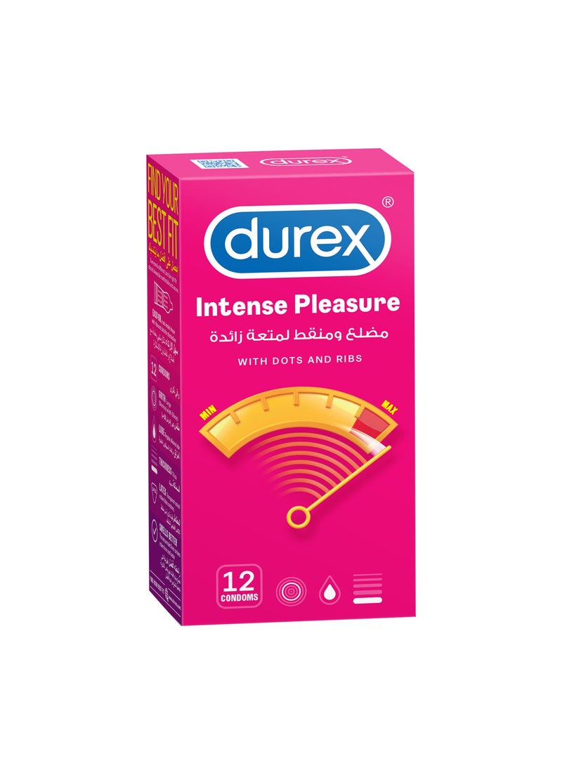 Intense Pleasure Condoms For Men With Dots And Ribs 12 Pieces