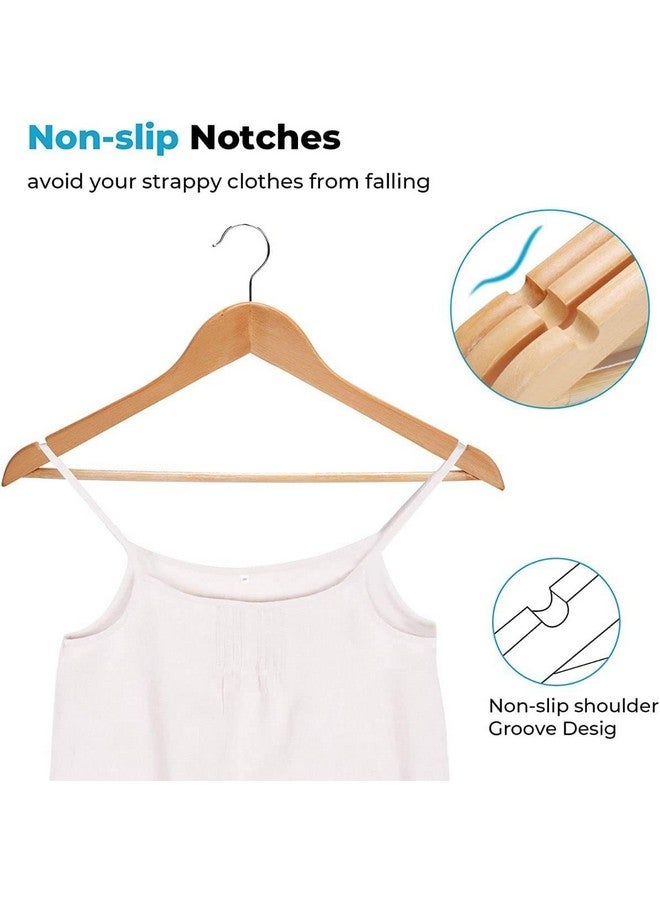 WHISKET - Premium Hangers for Wardrobe,Slim Coat Hanger - Suit Hangers with 360-Degree Rotatable Hook Wood Hangers with Shoulder Grooves -Smooth Finish Wooden Hangers (Beige) [Pack of 44] - Image 3
