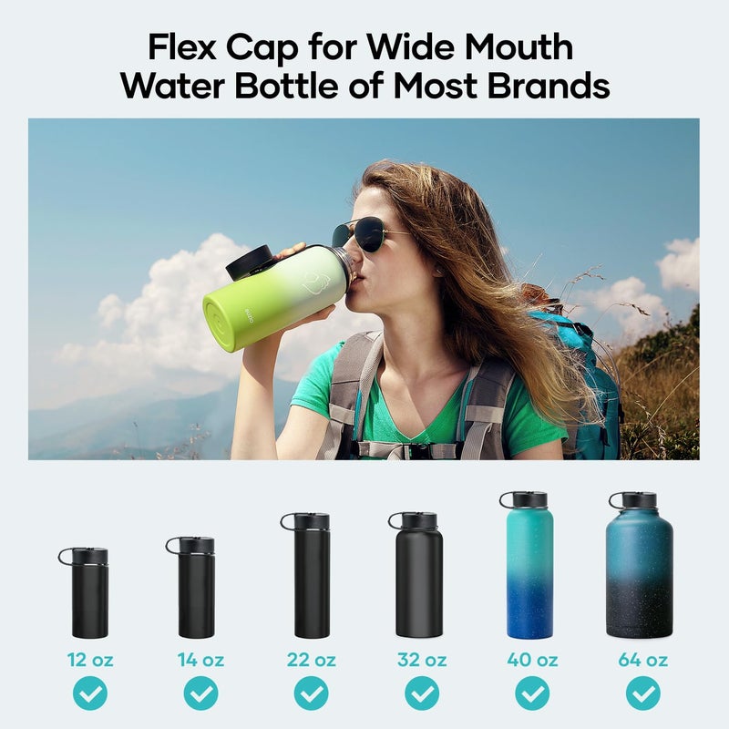 BUZIO Straw Lid Wide Mouth (BPA Free), Replacement Flip Top Cap for Hydro Flask Water Bottle Stainless Steel Lids with 2 Straws and Brushes | Sports 2.16in Straw Cap for 18oz,32oz,40oz,64oz,87oz,128oz - Image 4
