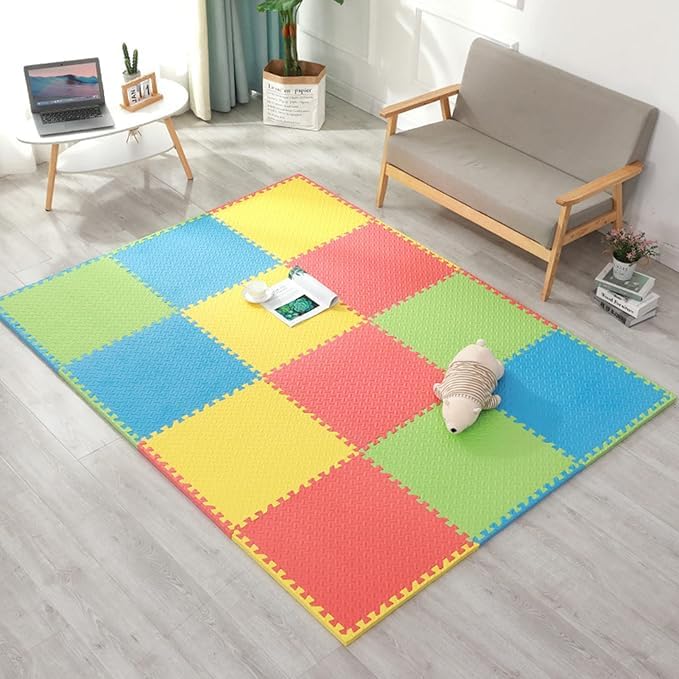SIGNATRON Puzzle Flooring || Kids Interlocking Play mat || Shop Floor Mat || Kitchen Floor Mat || Pet Mat ||12 MM Thick (6 Tiles - 24 Square Feet, Blue - Red - Yellow - Green) - Image 4