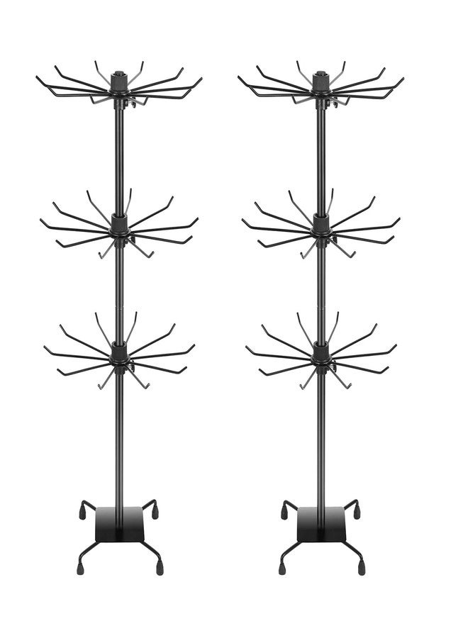 bahforam 3 Tier Rotating Keychain Earring Display Stand - Black, 28.35 x 11.81 Inch - Ideal for Vendor Events, Ornament & Bracelet Display - Image 1