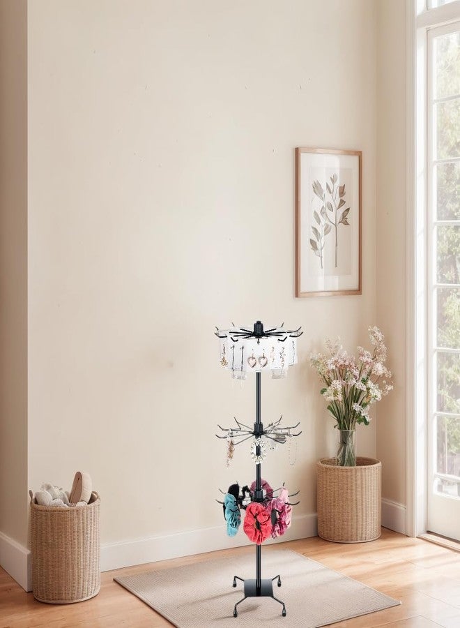 bahforam 3 Tier Rotating Keychain Earring Display Stand - Black, 28.35 x 11.81 Inch - Ideal for Vendor Events, Ornament & Bracelet Display - Image 5