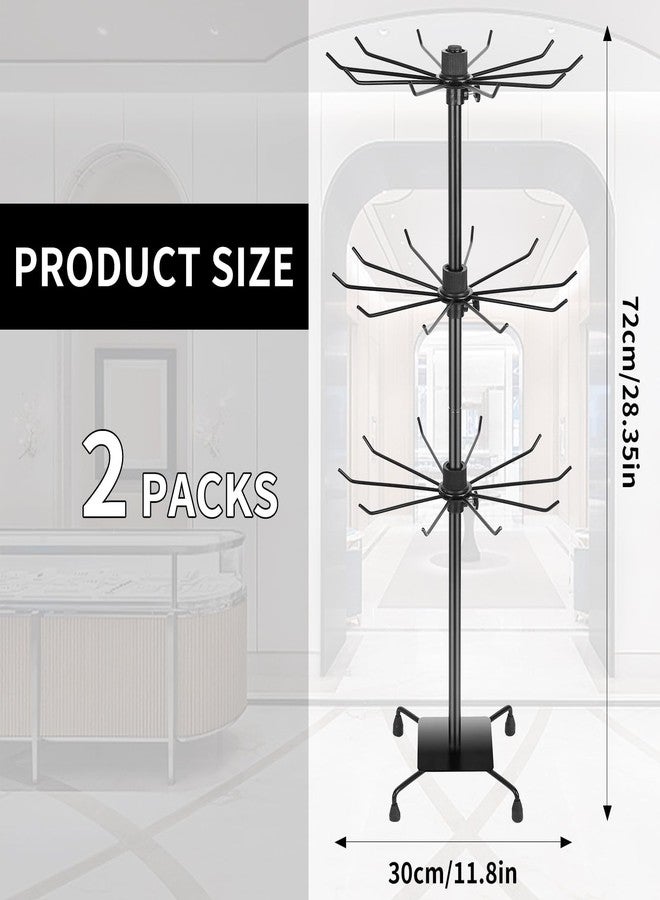 bahforam 3 Tier Rotating Keychain Earring Display Stand - Black, 28.35 x 11.81 Inch - Ideal for Vendor Events, Ornament & Bracelet Display - Image 4