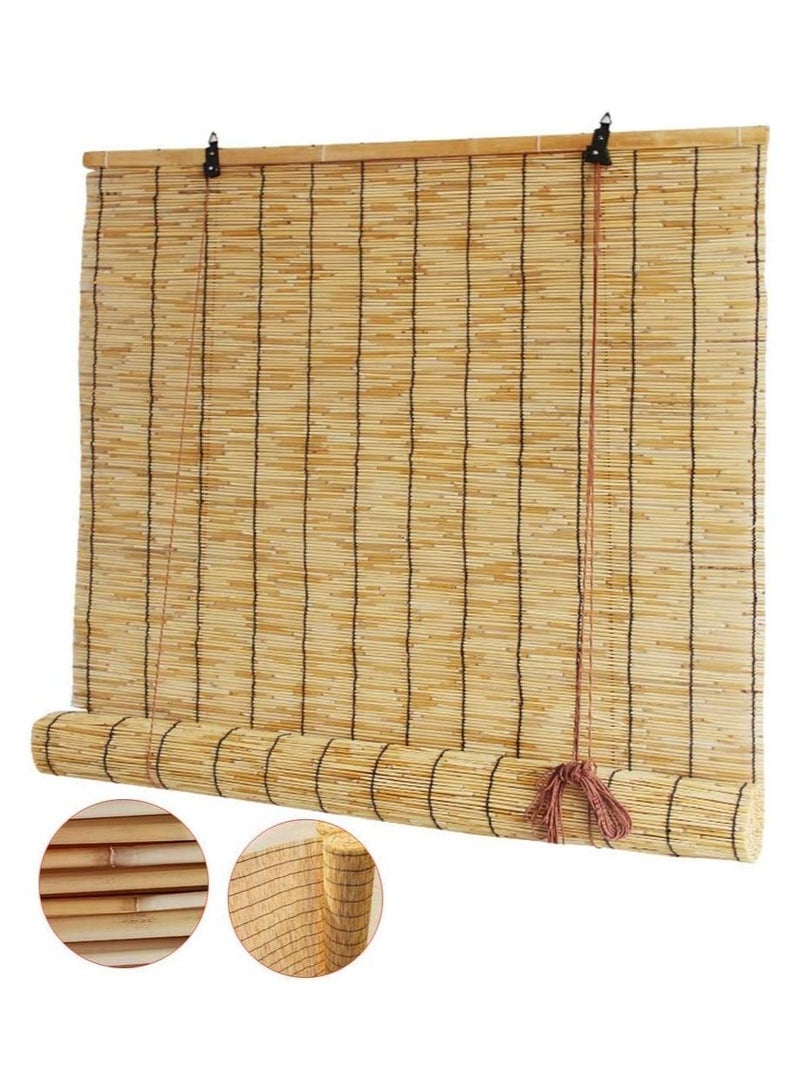 LINGWEI Bamboo Blind with Roller Accessories Beige 122x200cm  - Image 1