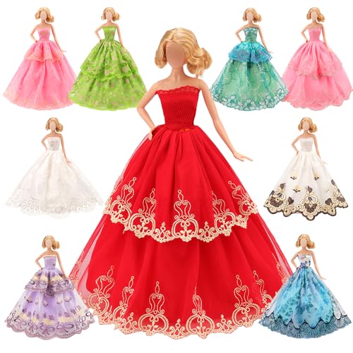 BARWA 5 Pcs Handmade Doll Clothes Wedding Gowns Party Dresses for 115 inch Dolls - Image 1